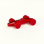 red Lacorsa plastic race car playing piece with a black stripe