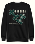 Lacorsa Racing Board Game Double Stripe Classic Heavyweight Dark Sweatshirt