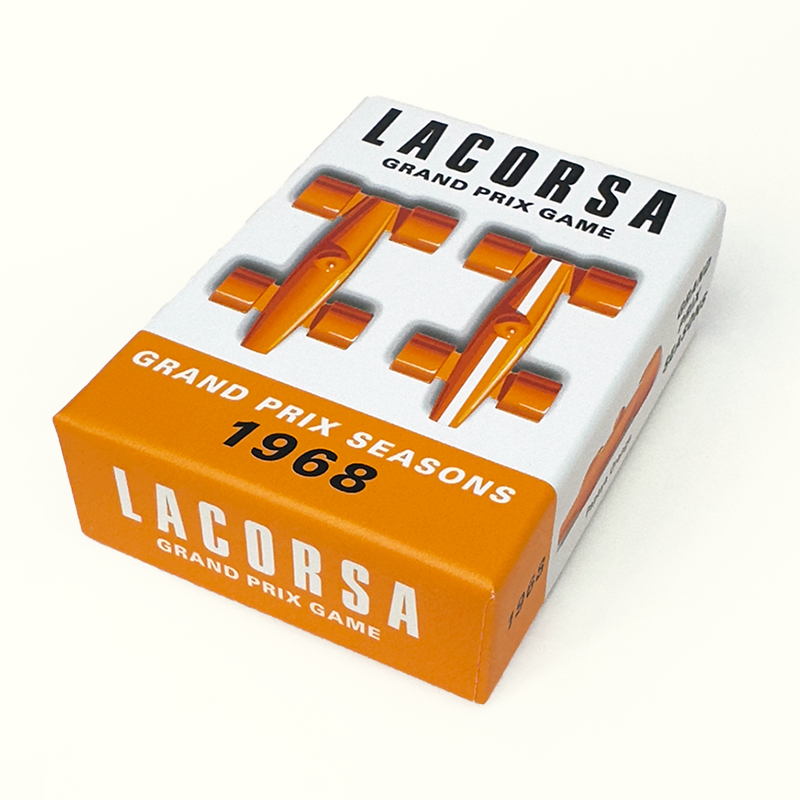 Lacorsa Grand Prix Game packaging with orange and white design on a white background
