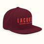Maroon cap with red Lacorsa embroidered logo on a white background