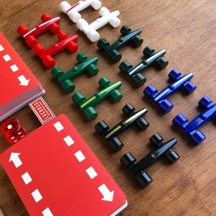 Eagle Blue, Cooper Green, Racing White, JPS Black, British Racing Green, Italian Racing Red plus Playing Cards and die